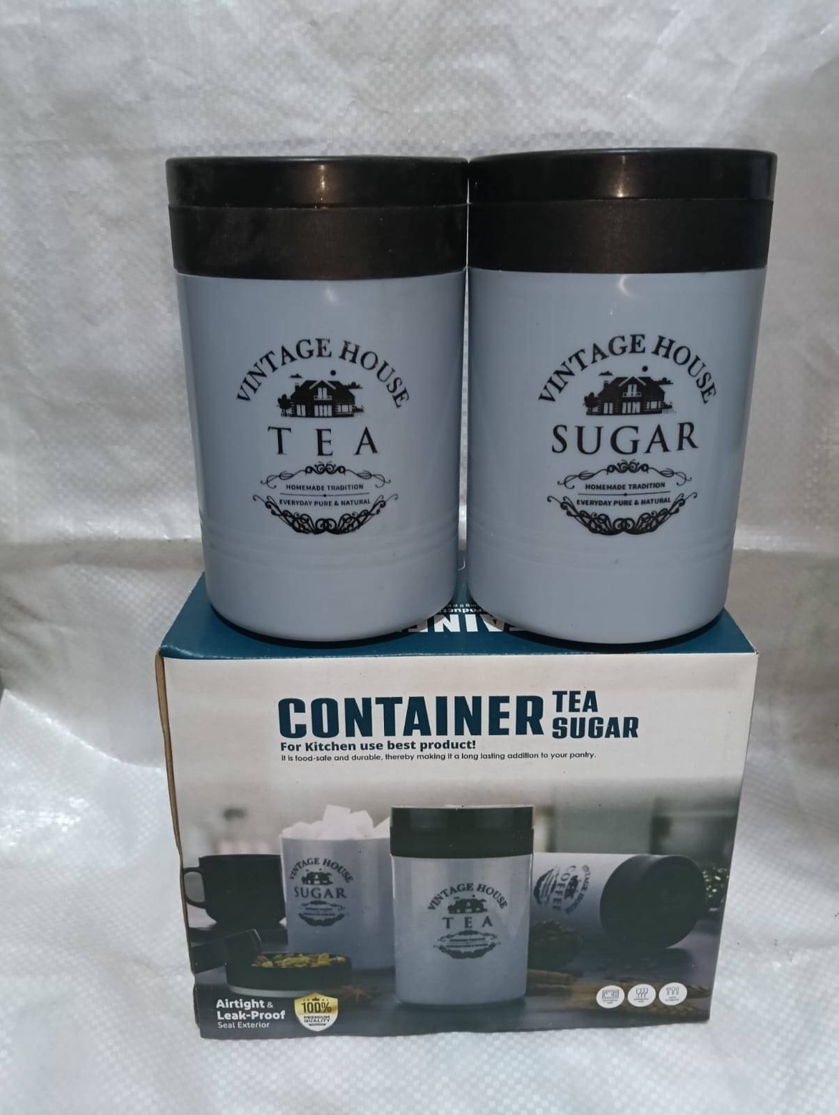     			OFFYX Plastic Grey Tea/Coffee/Sugar Container ( Set of 2 )