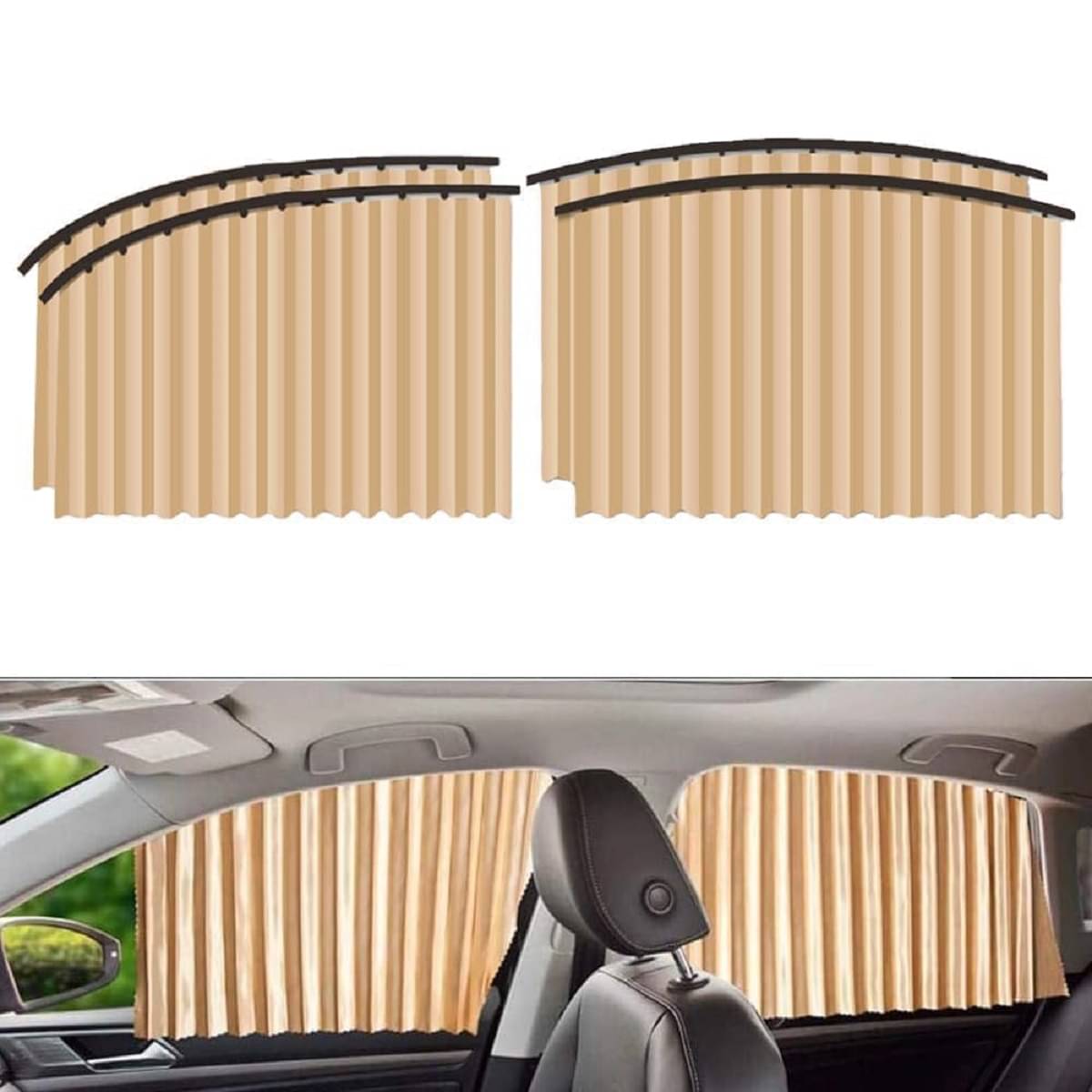     			PRIMIYARA 4pcs Universal Fit Magnetic Car Side Window Curtains, Foldable Car Window Privacy Curtains Sunshade Side Magnet Pleated Car Window Curtain - Removable - Keeps Cooler Screen for Baby (Black)