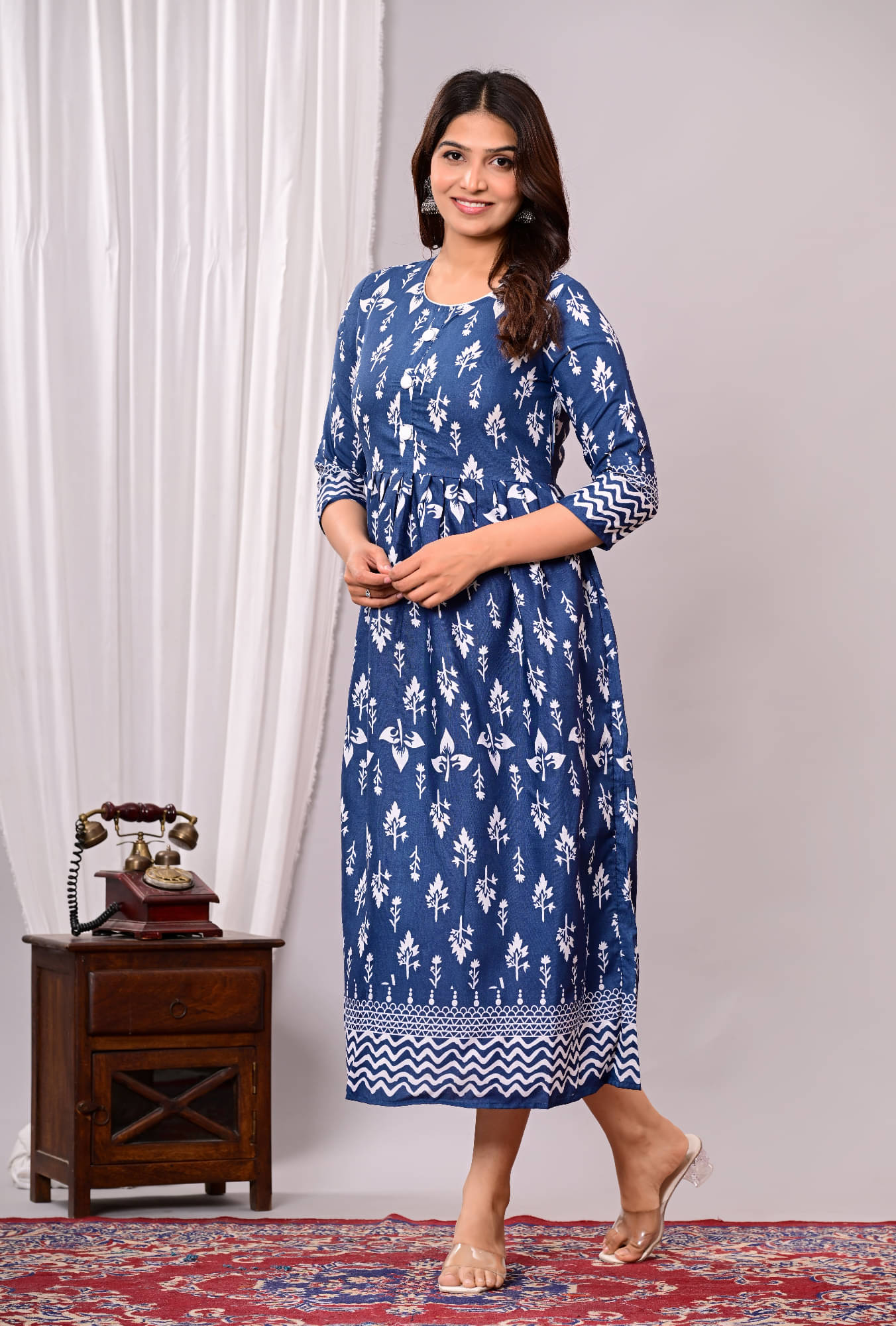 RAMBAAN CREATION Women Cotton Blend Printed Flared Kurti ( Light Grey ) RAMBAAN CREATION Women Cotton Blend Printed Flared Kurti ( Light Grey )