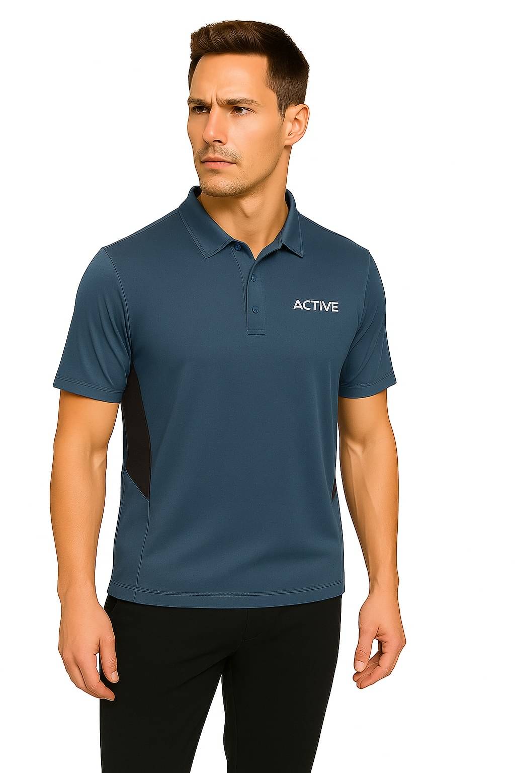     			RF RAVES Men Polyester Slim Fit Self Design Polo T Shirt ( Blue )