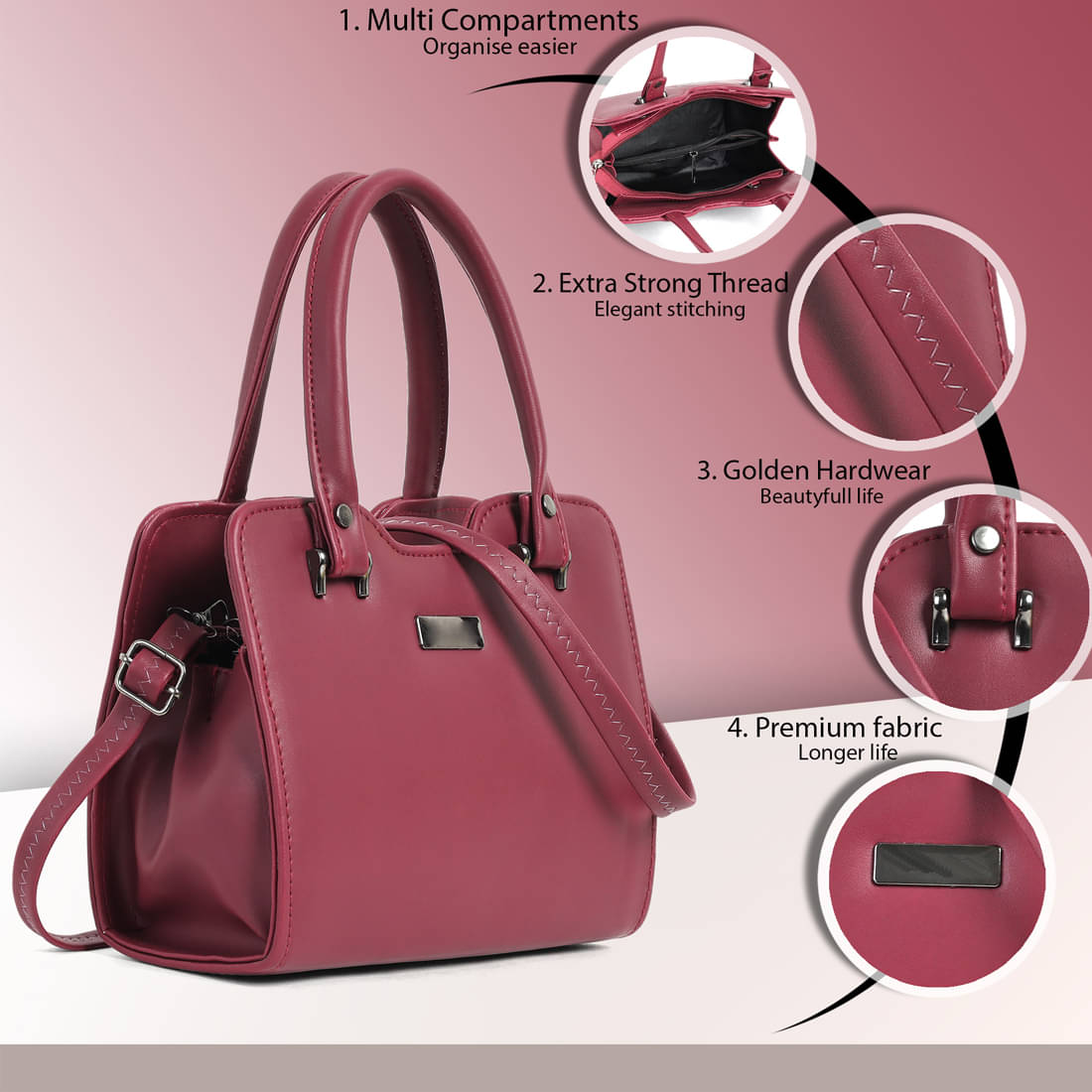     			Reprox Hobo Bag PU Set of 1 ( Maroon )