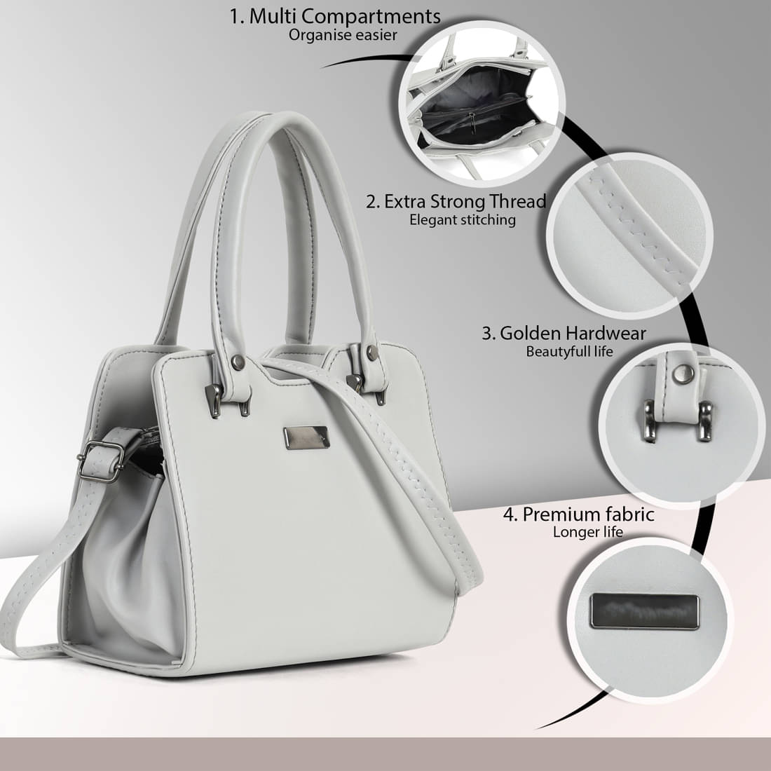     			Reprox Hobo Bag PU Set of 1 ( Grey )