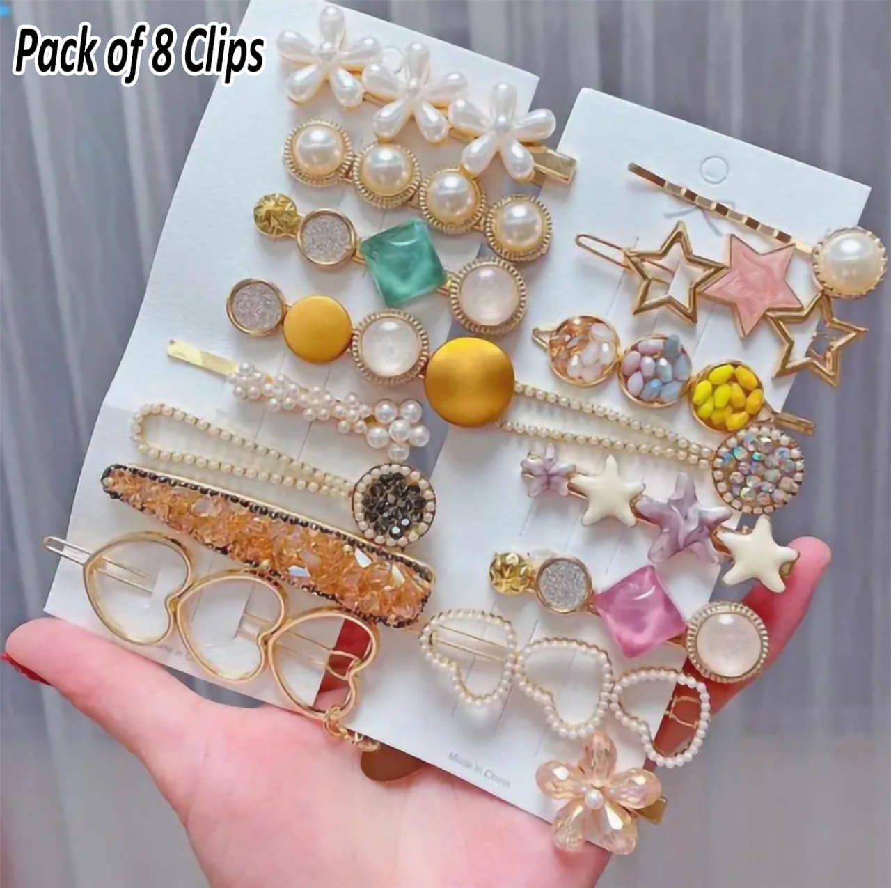     			SENZATA White Women's Hair Clip ( Pack of 8 )