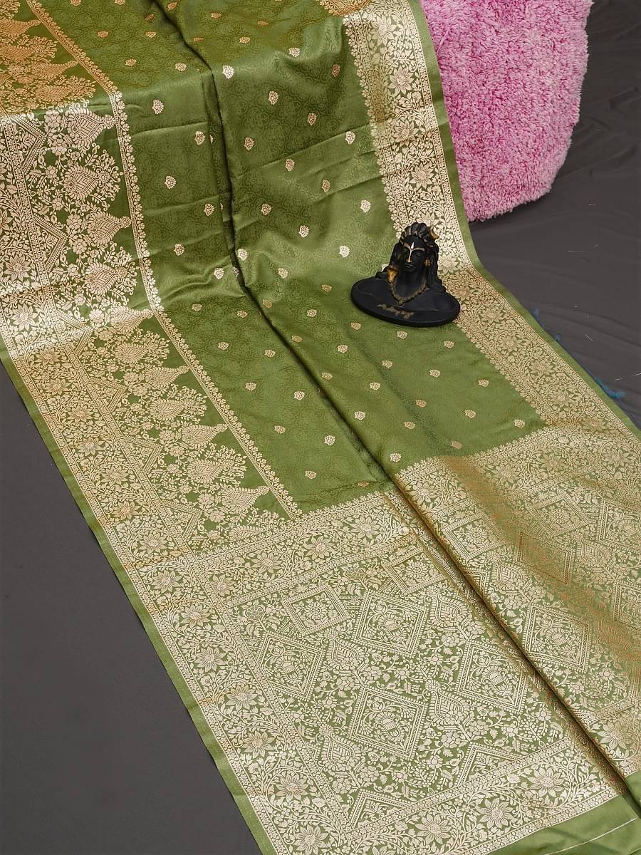     			Semore Satin Solid Banarasi saree With Unstitched Blouse Piece ( Peach )