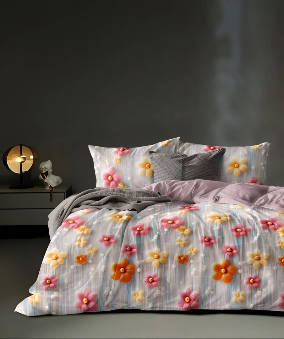     			Sky Tex Pink Glace Cotton 1 Double Queen Bedsheet with 2 Pillow Covers ( , 250 cm x 225 cm )