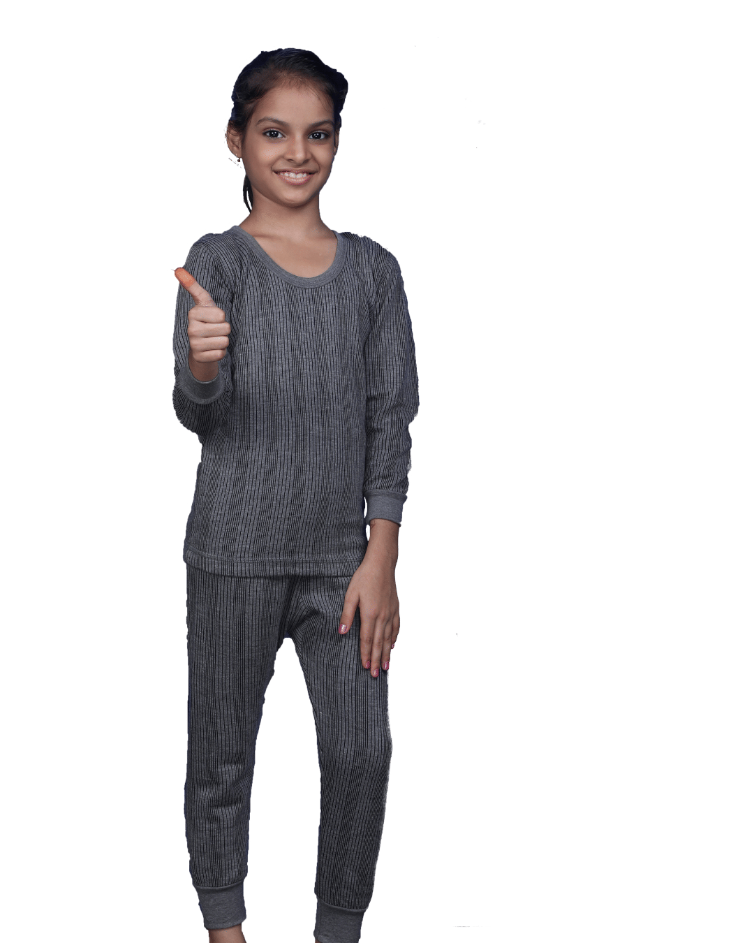     			SportZone Pack of 1 Girls Cotton Spandex Thermal Sets ( Grey )