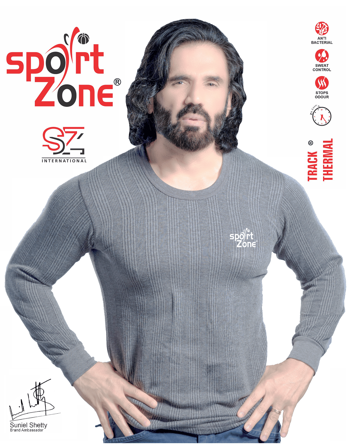     			SportZone Pack of 1 Polyester Thermal Tops For Men's ( Grey )