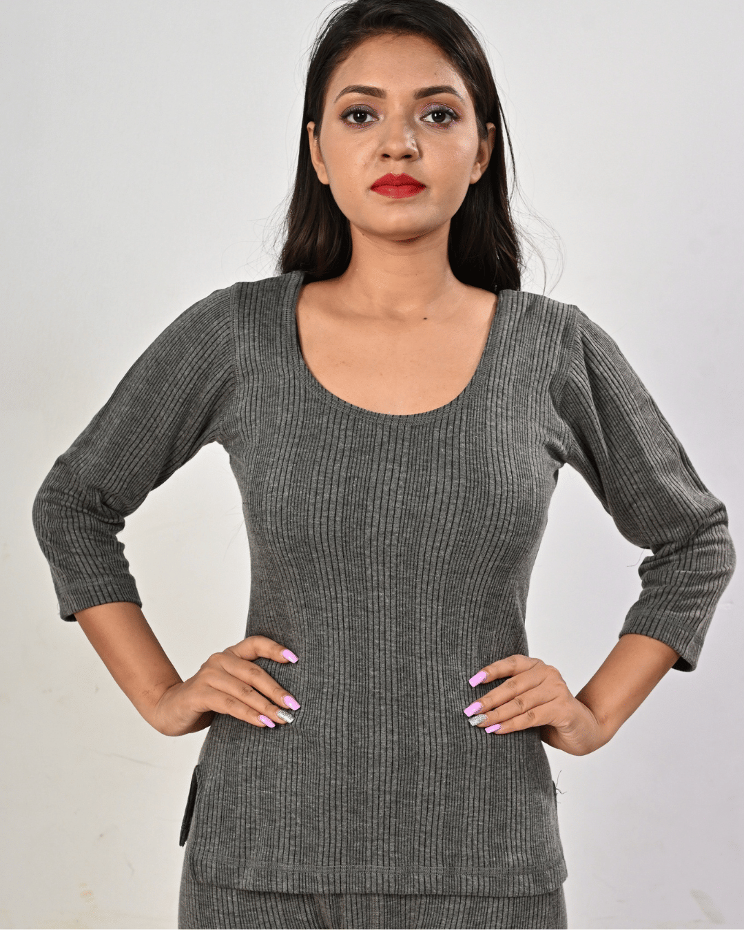     			SportZone Polycotton Thermal Tops ( Grey , Pack of 1 )