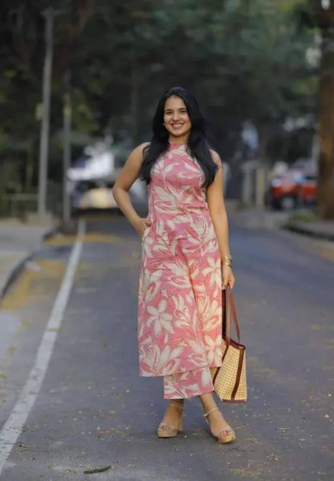 TASHIFABTAX Women Rayon Printed A-line Kurti With Palazzo ( Pink ) TASHIFABTAX Women Rayon Printed A-line Kurti With Palazzo ( Pink )