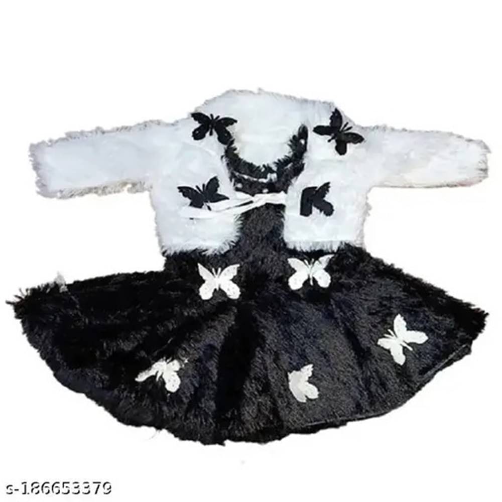     			Villata fashion Woollen Dress For Girls ( Pack of 1 , Black )