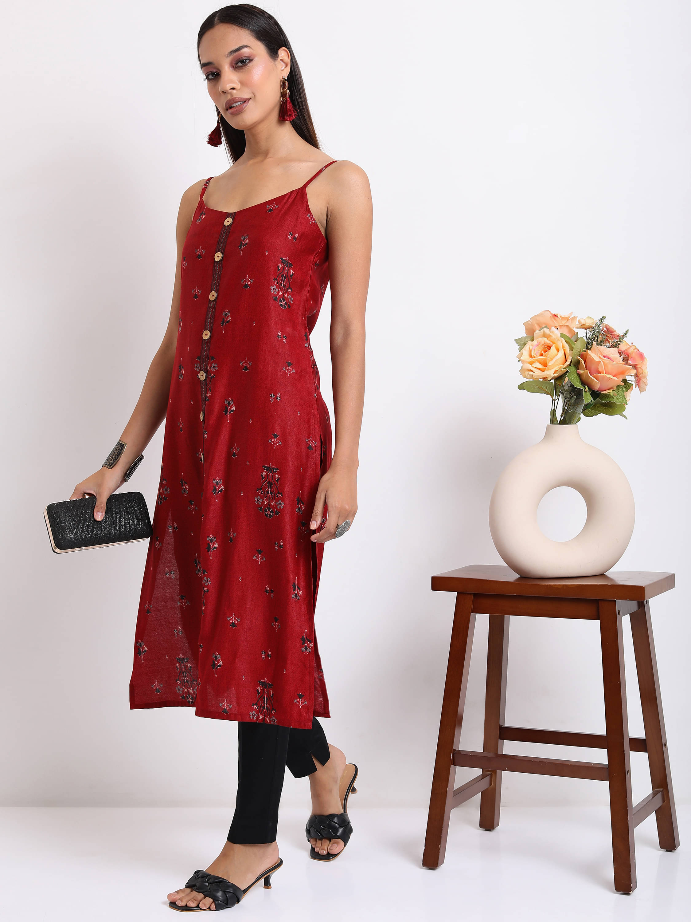Vishudh Women Polyester Printed Straight Kurti ( Red ) Vishudh Women Polyester Printed Straight Kurti ( Red )