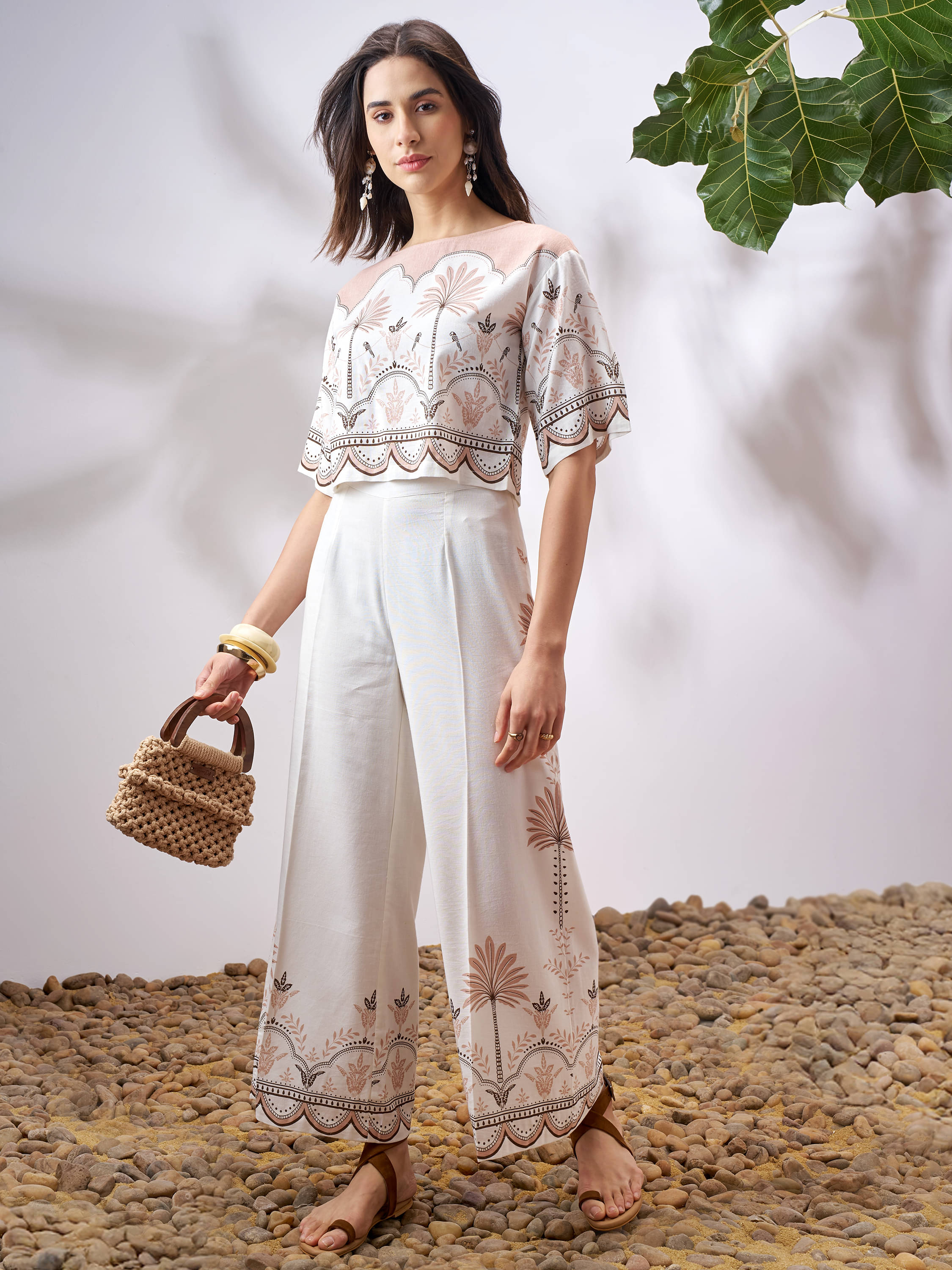     			Vishudh Women Top With Palazzos Co-Ord Set ( Off White )