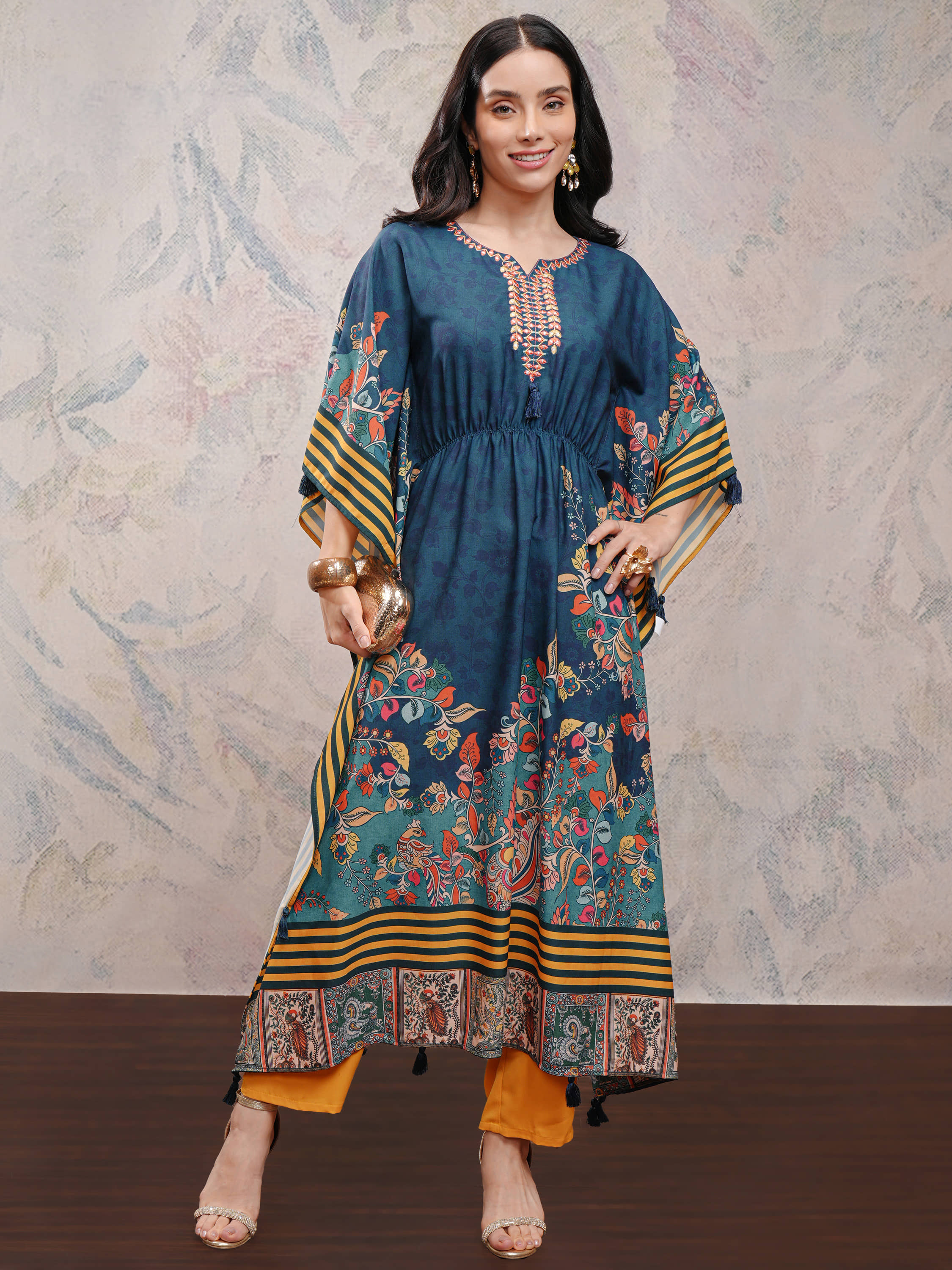 Vishudh Women Tunic With Trousers Co-Ord Set ( Navy Blue )
