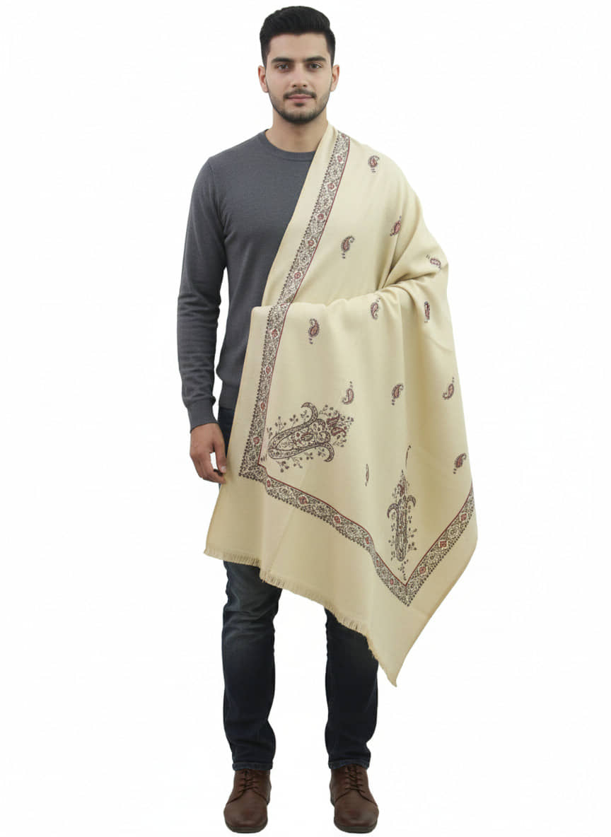Vrinde Cream Woolen Men's Shawls ( Pack of 1 ) - Jewellery Sets | Buy online on ZillyBuy