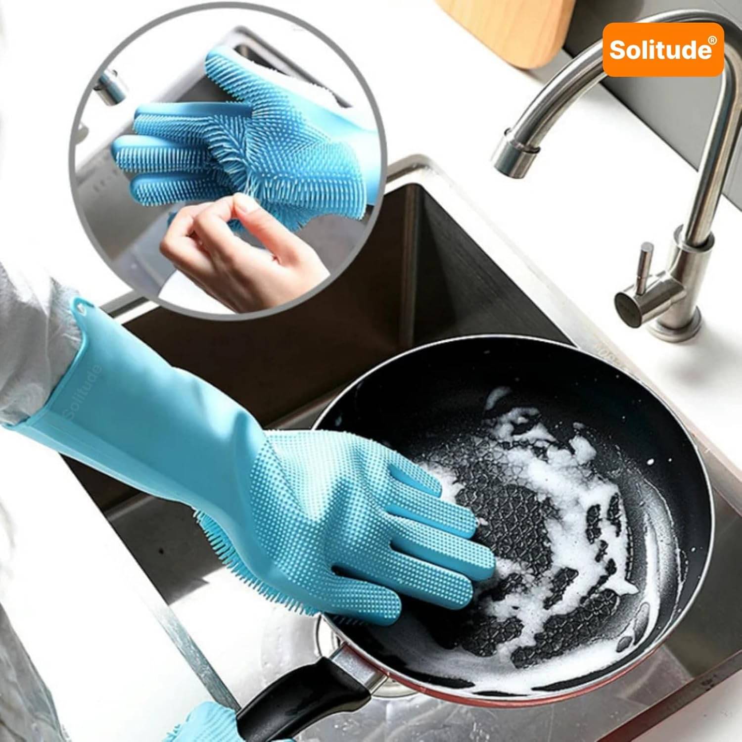     			right traders Gloves Magic Silicone Dish Washing Gloves, Silicon Cleaning Gloves, Silicon Hand Gloves for Kitchen Dishwashing and Pet Grooming, Great for Washing Dish, Car, Bathroom (Multicolour, 1 Pair)