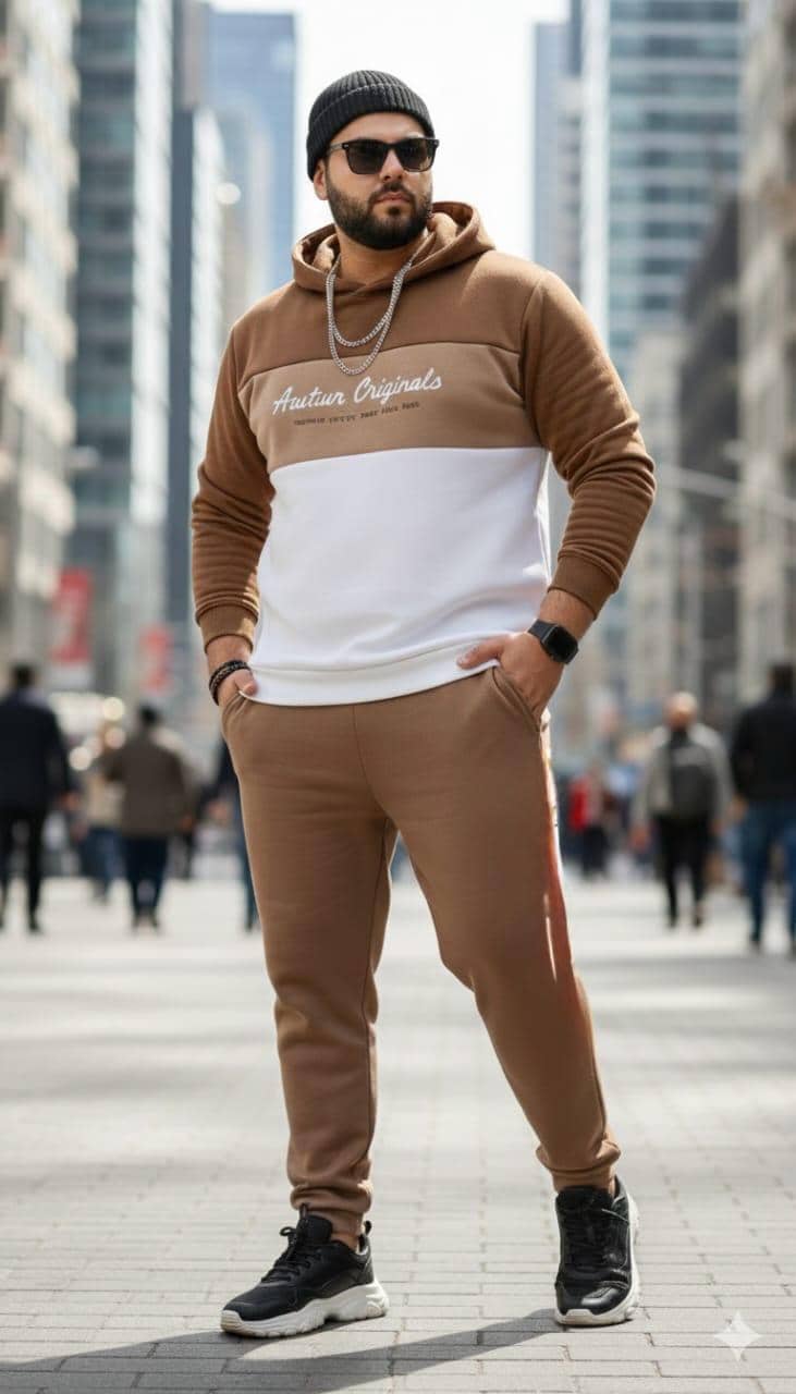 AUSTIVO Brown Cotton Blend Regular Fit Men's Tracksuit ( Pack of 1 )