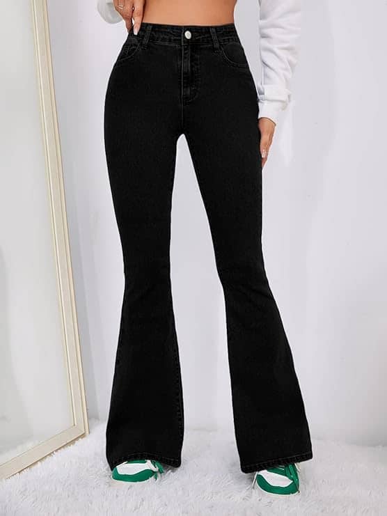 AngelFab Women's Bootcut High-Rise Jeans ( Black ) - Jeans | Buy online on ZillyBuy