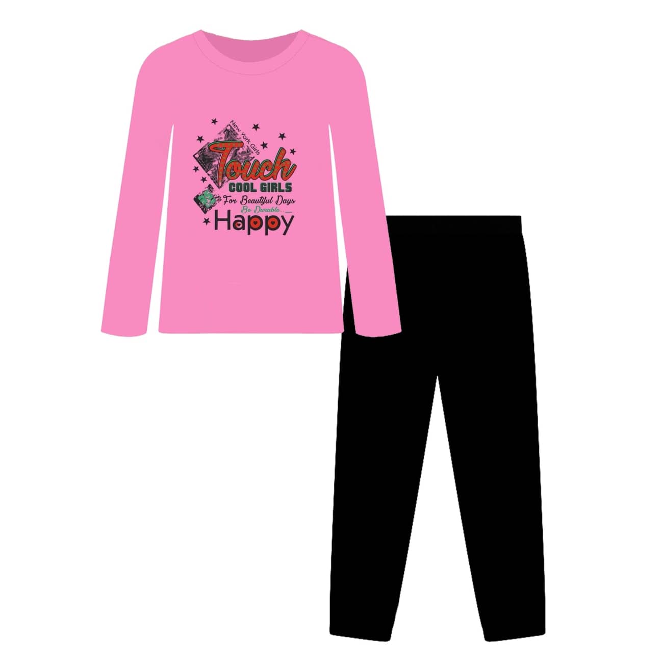 COOLTEES4U Pack of 2 Girls 100% Cotton T-shirt & Pants ( Multicolor 3 )