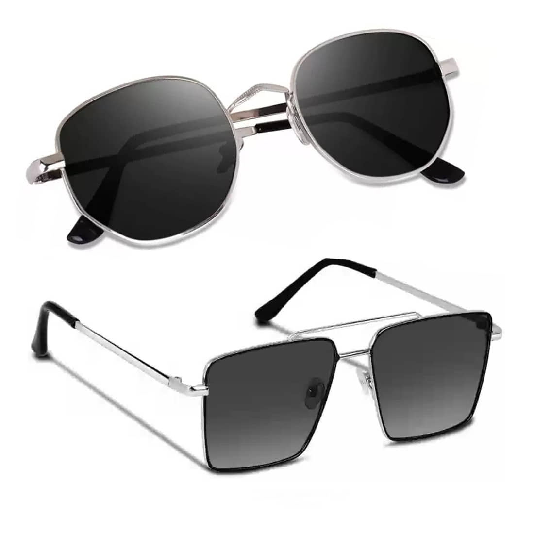 Elligator Silver Panto Sunglasses ( Pack of 2 ) - Sunglasses | Buy online on ZillyBuy