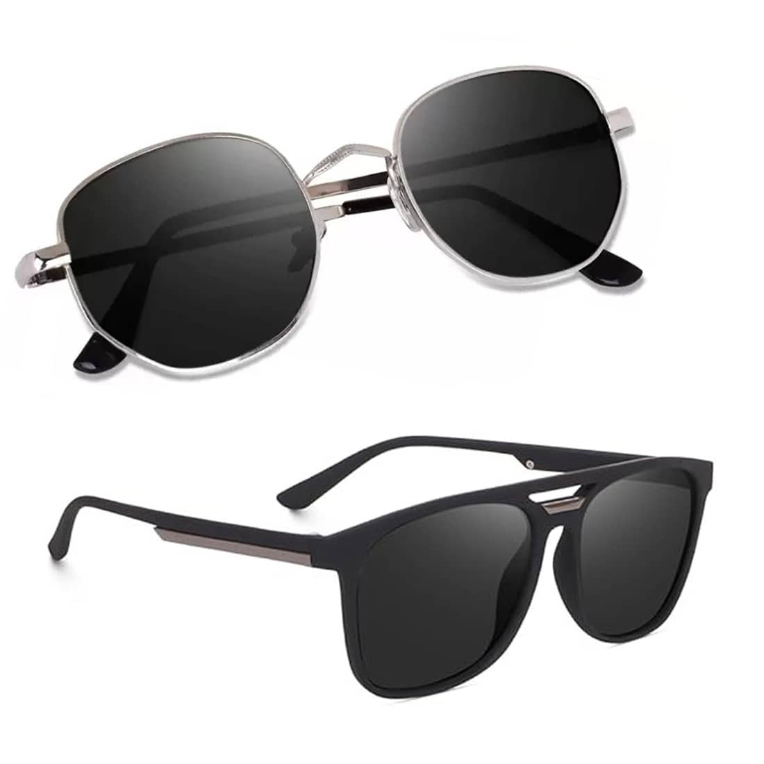 Elligator Silver Panto Sunglasses ( Pack of 2 ) - Sunglasses | Buy online on ZillyBuy