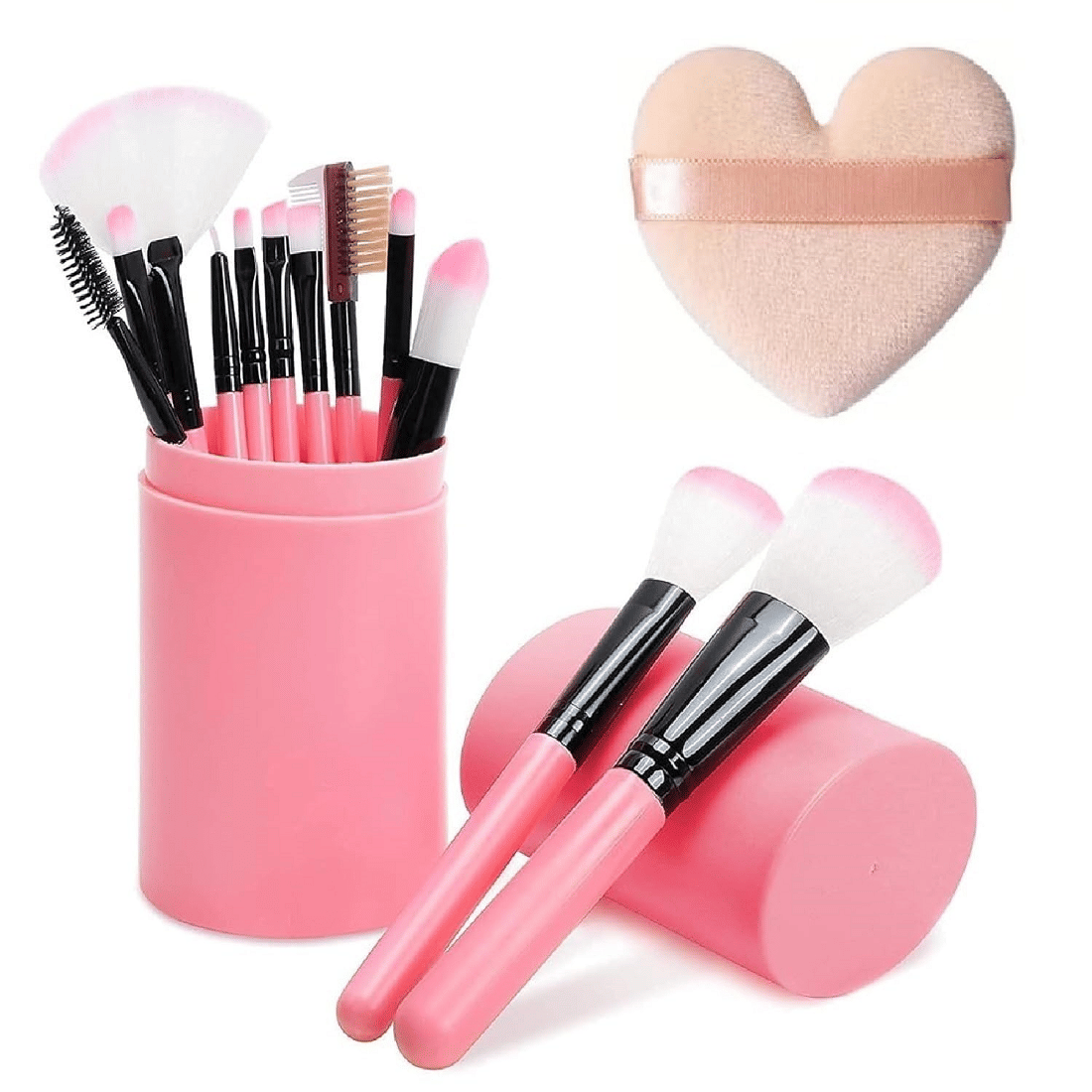 13 pcs Professional Makeup Brush Set Heart Puff,Pack of 1