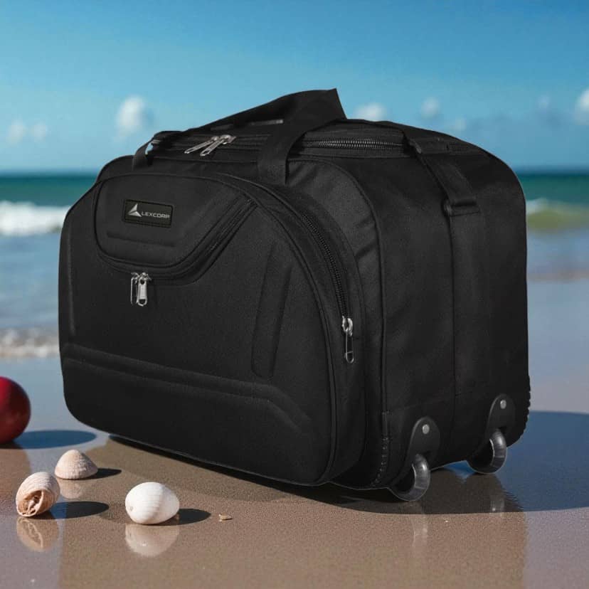 LEXCORP 60 Ltrs Black Polyester Duffle Bag