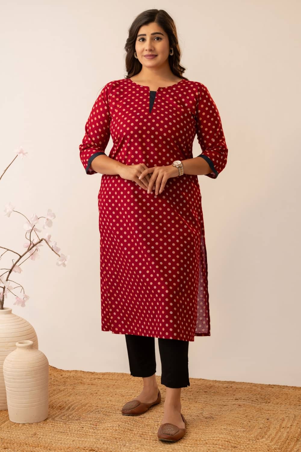AMTHI Women 100% Cotton Printed Straight Kurti ( Red ) - Kurtis, Tunics | Buy online on ZillyBuy