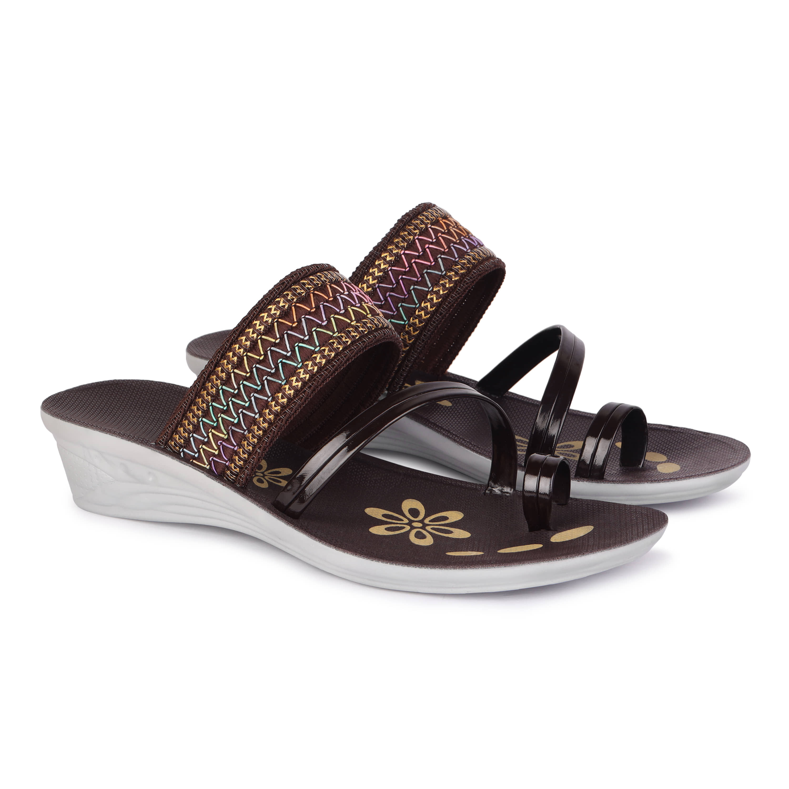 PENNEN Black Women's Open Toe Flats