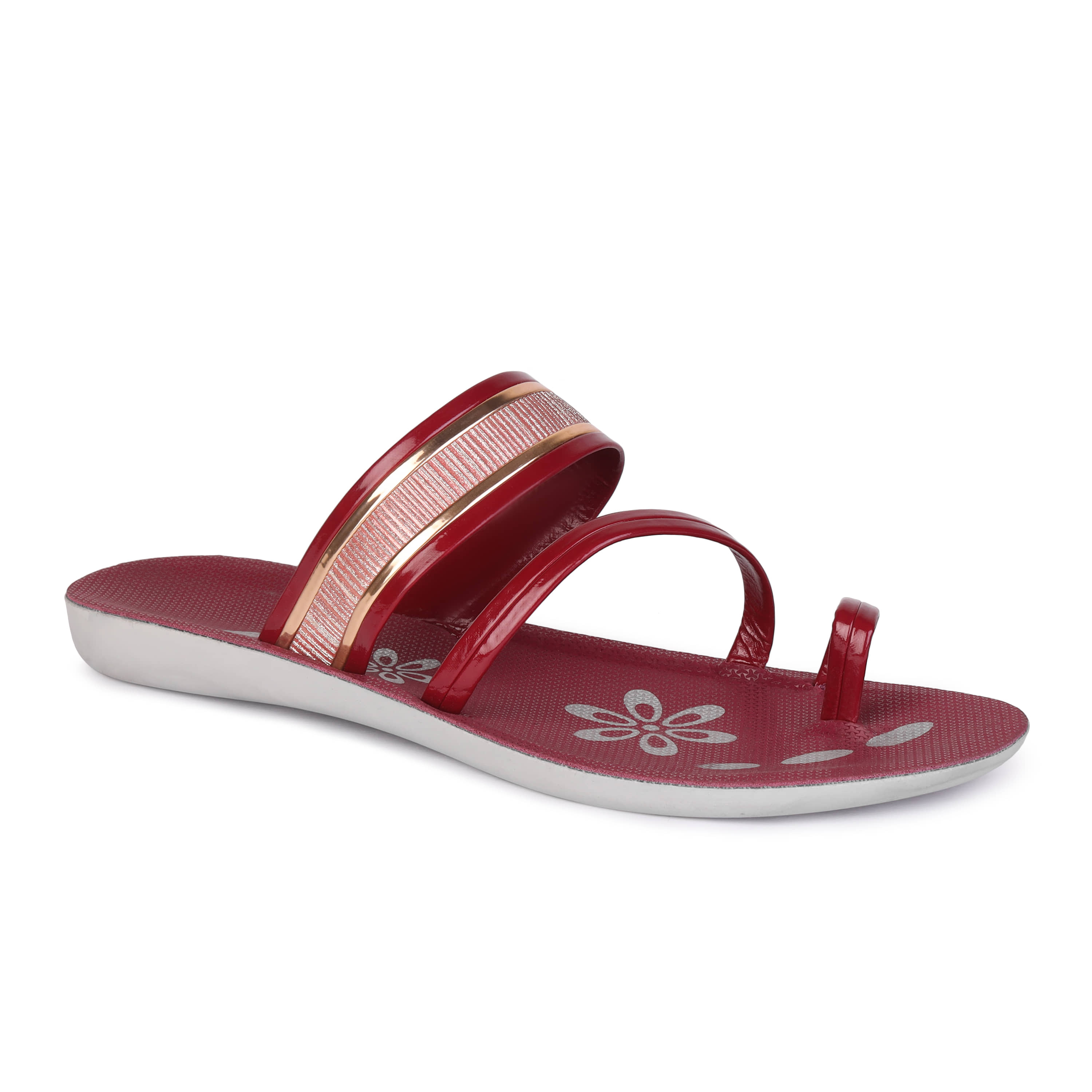PENNEN Maroon Women's Open Toe Flats