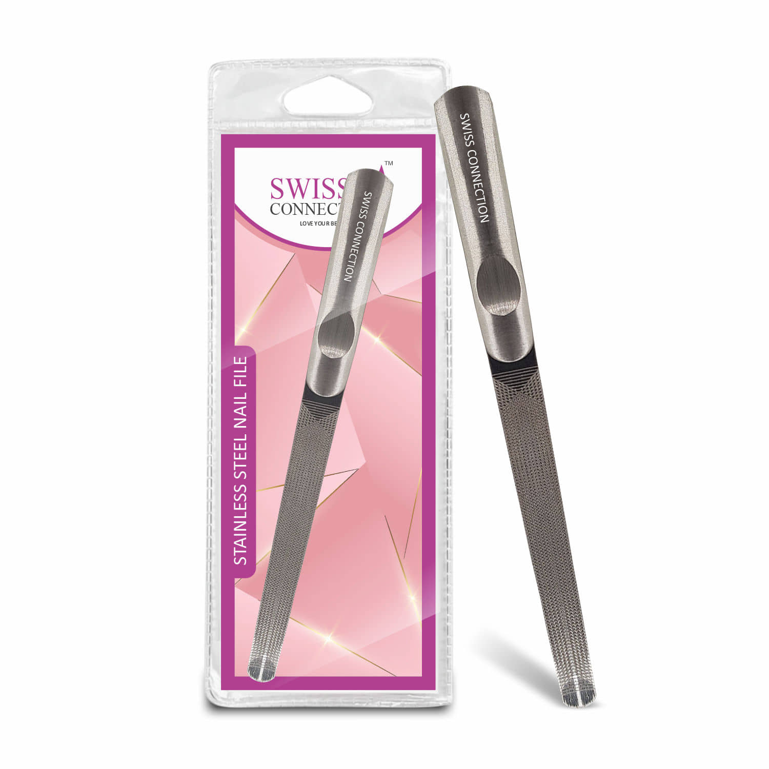 Swiss Connection Stainless Steel Nail File – Dual-Sided Manicure Tool for Smooth & Shiny Nails