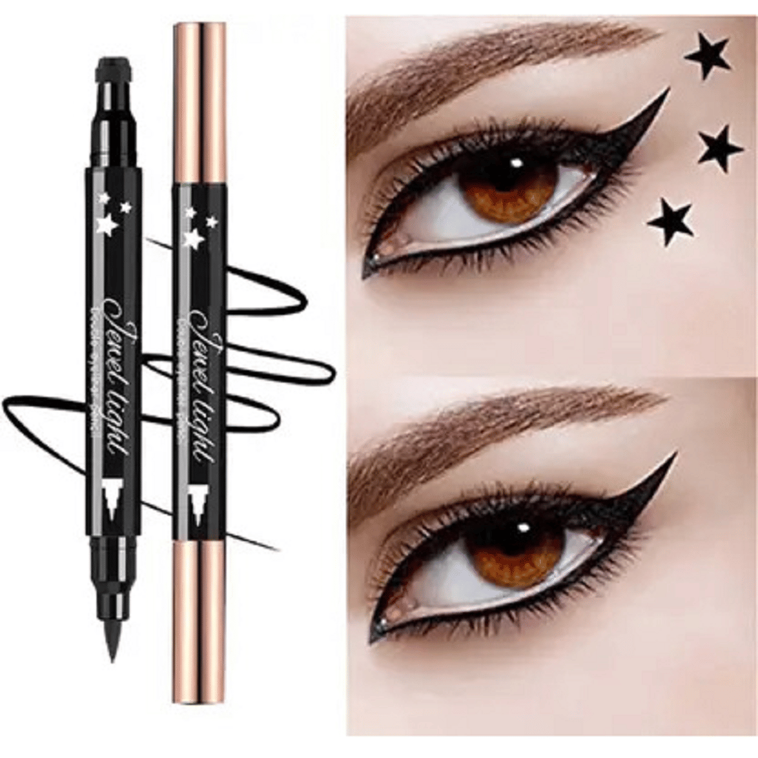 2in1 Face Tattoo Makeup Stamp Liquid Eyeliner Black Wing Winged Cat Eye 2 g ,Black - Makeup - Eyes | Buy online on ZillyBuy