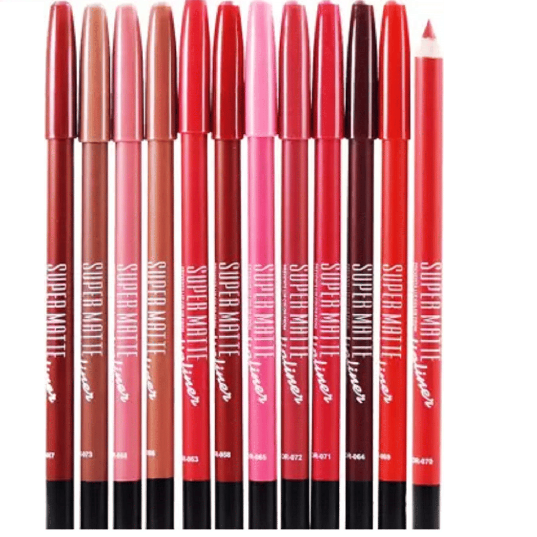 Super Matte Lipliner Set, Multicolor,Pack of 12