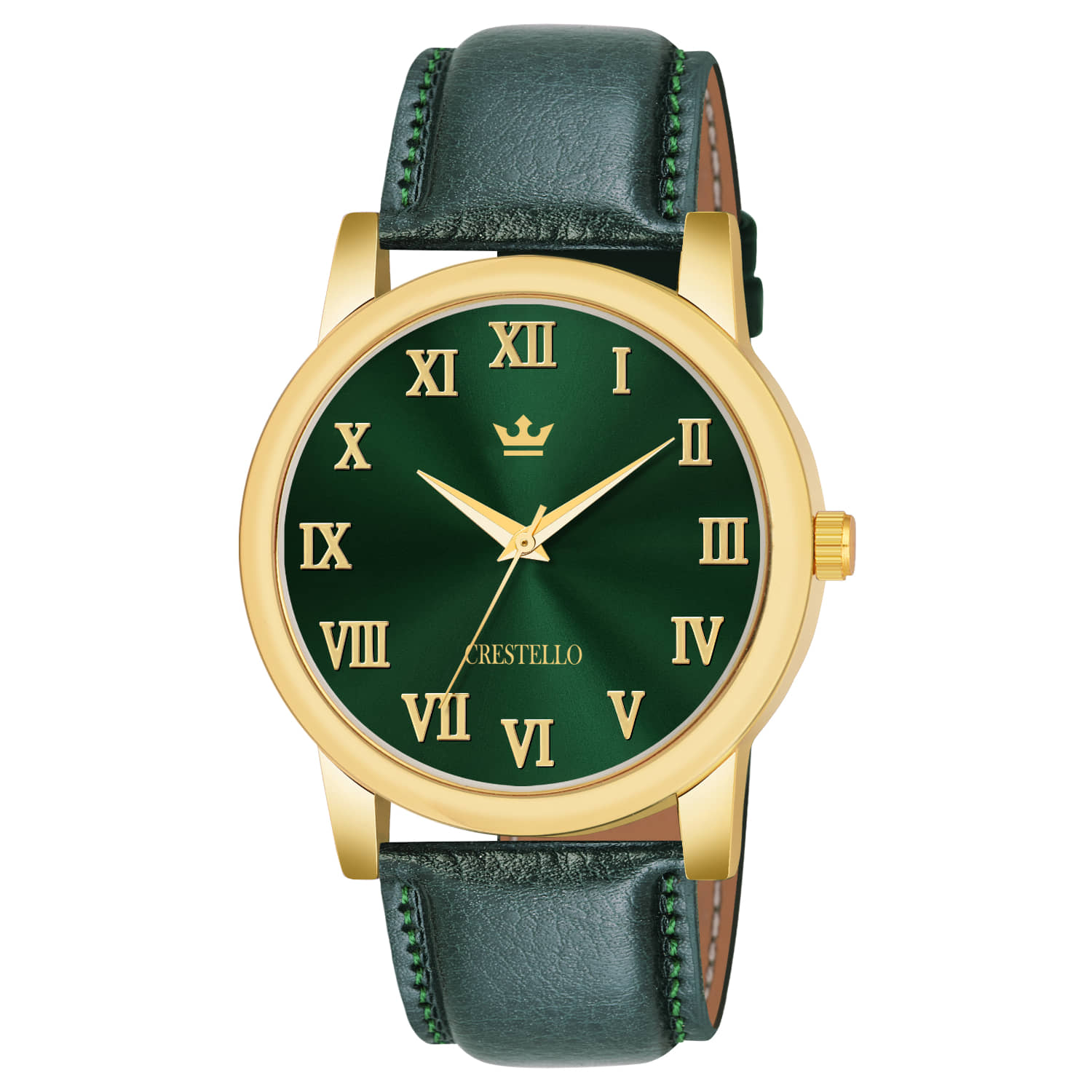 Crestello Green Leather Analog Men's Watch