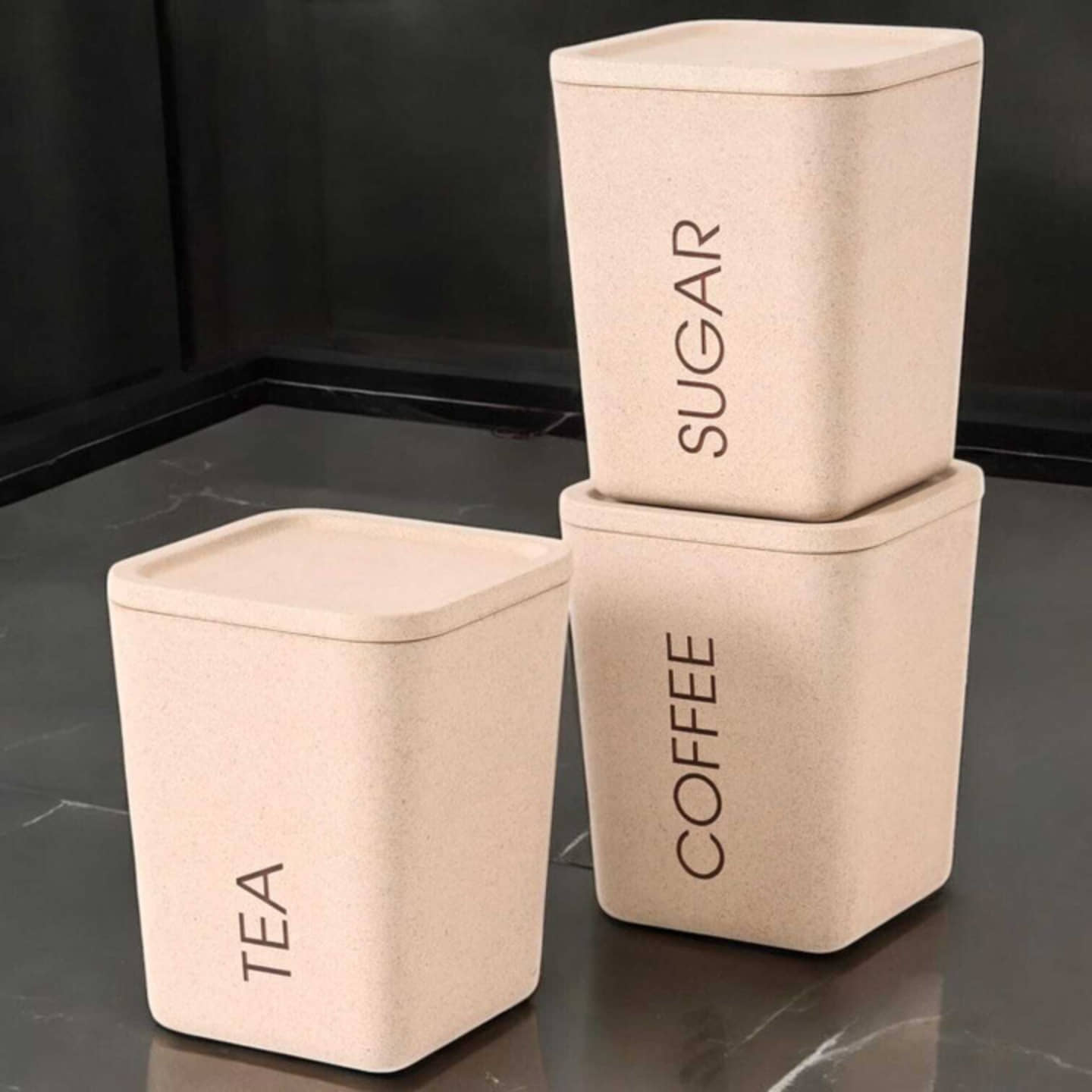 MAGICSPOON Kitchen Jar Set Polyproplene Beige Tea/Coffee/Sugar Container ( Set of 1 )