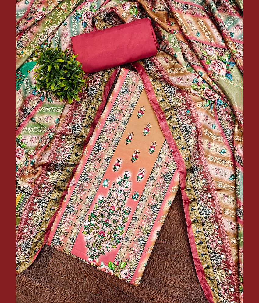 Rangtulika Ethnics Women Cotton Blend Unstitched Dress Material ( Pink ) - Unstitched Fabrics | Buy online on ZillyBuy