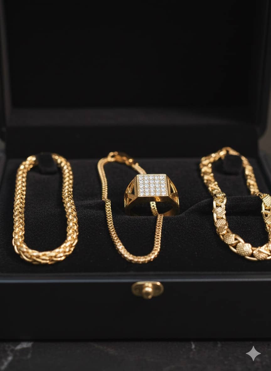 Fadiso Fashion Gold Plated Chains Combo ( Set of 4 )