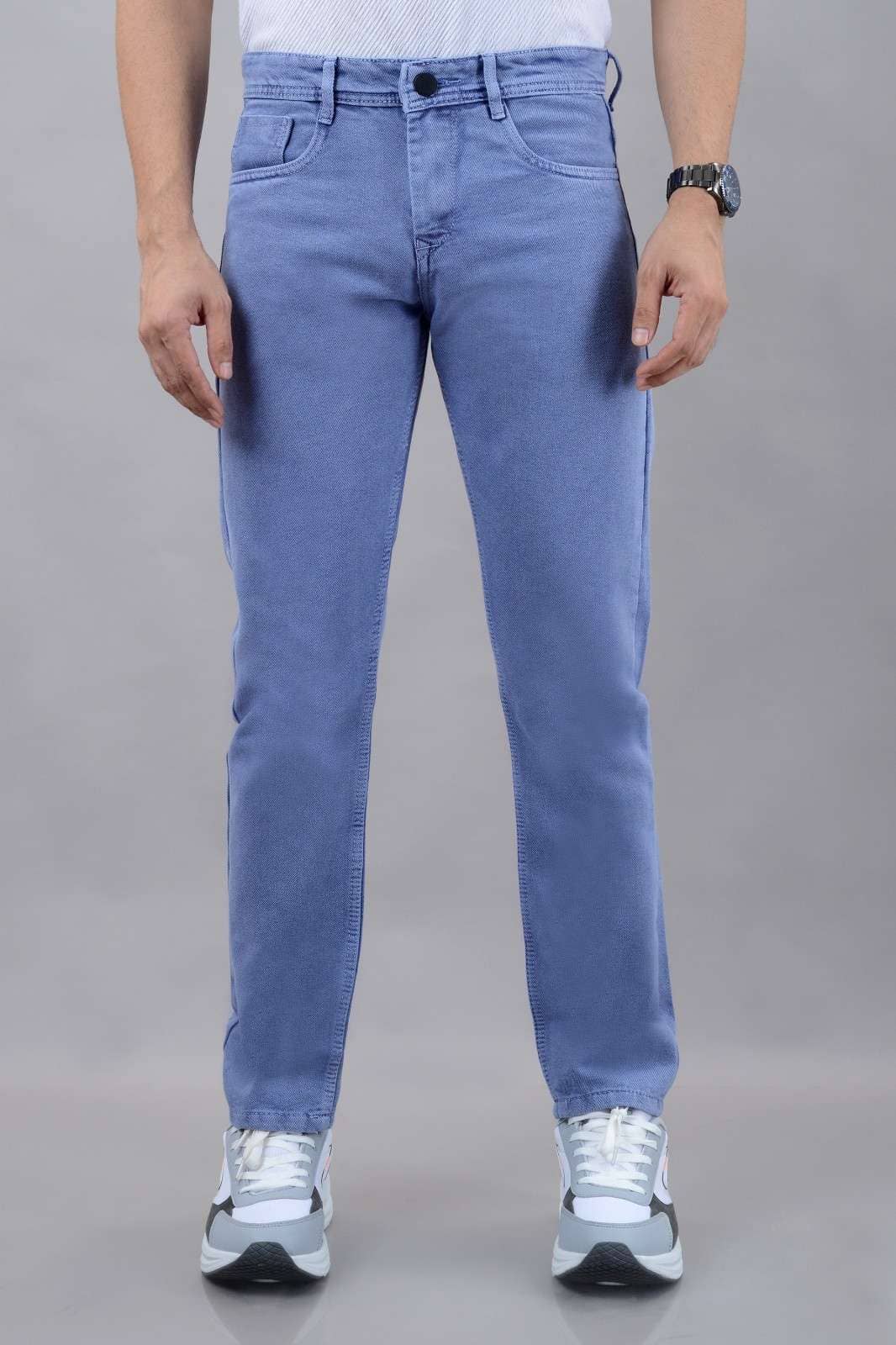 MOUDLIN Slim Fit Self Design Men's Jeans - Light Blue ( Pack of 1 ) - Jeans | Buy online on ZillyBuy