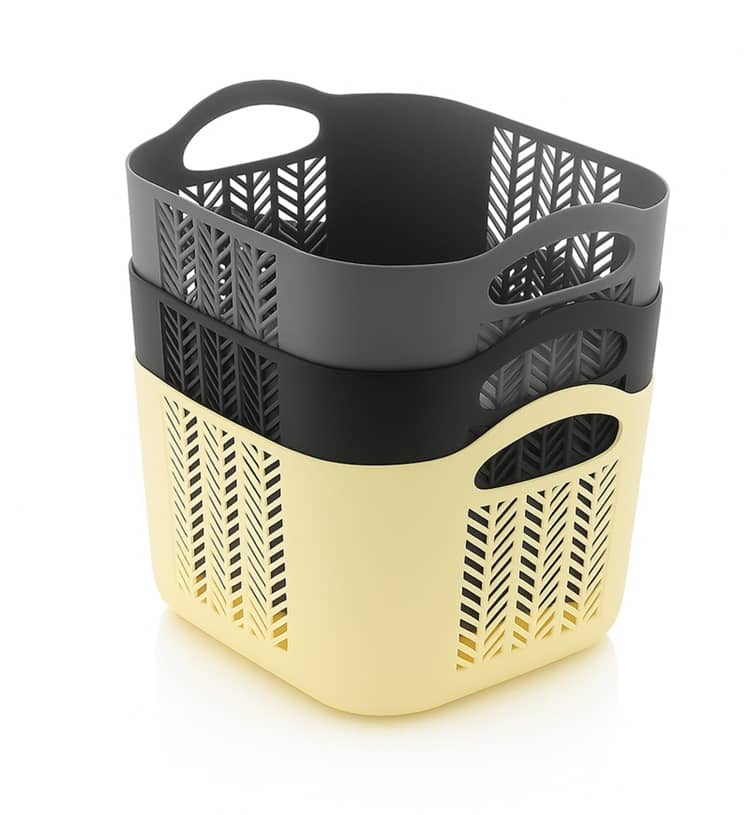 Plastic 3 Pic Multi Purpose Handle Basket Use For Kitchen / Bedroom / Bathroom / Stationery / Wardrobe / Fruit & Vegetable Storage Basket Set Of 3 - 500 ML EACH