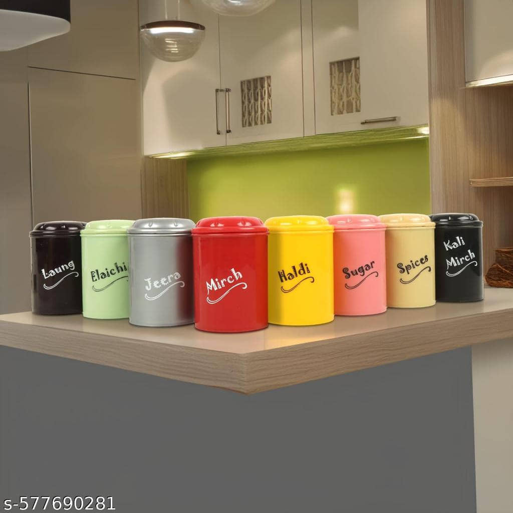 Weizny Plastic Multicolor Spice Container ( Set of 8 )