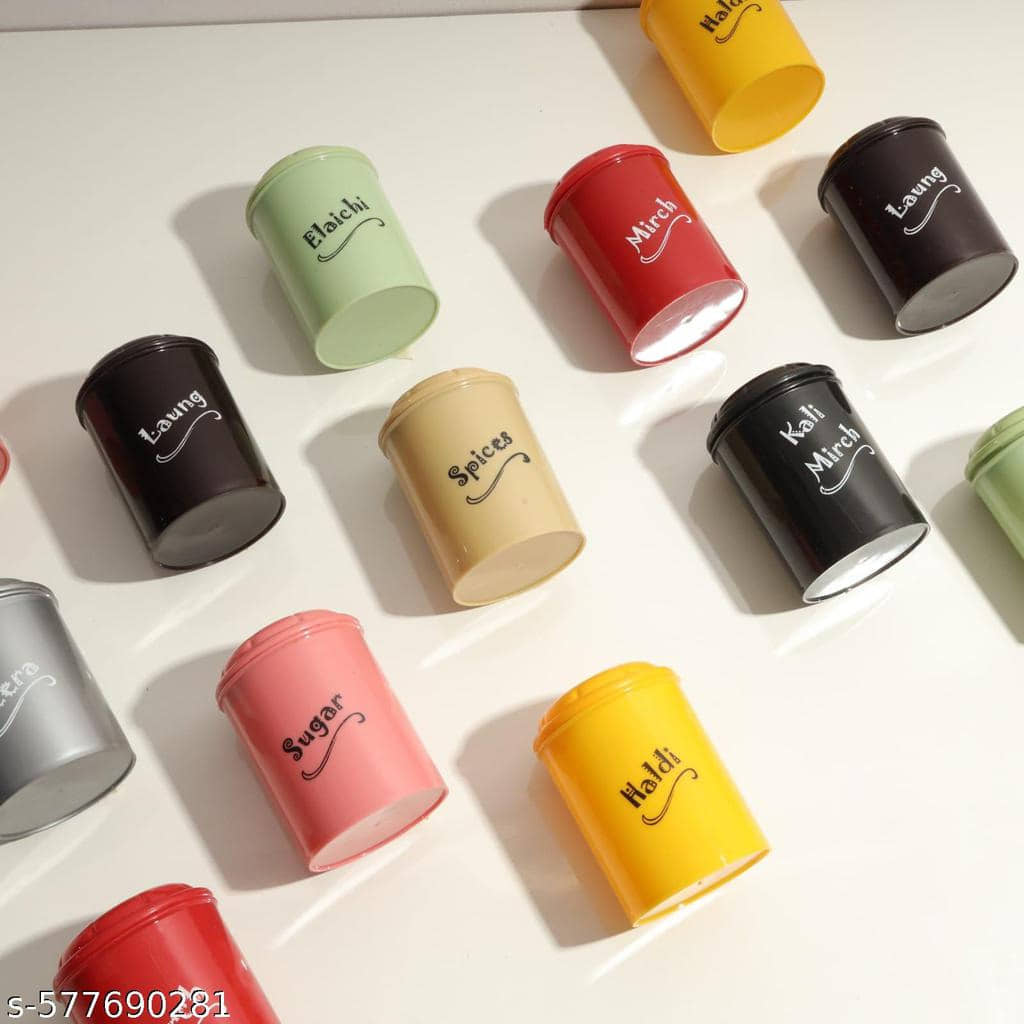 Weizny Plastic Multicolor Spice Container ( Set of 8 )