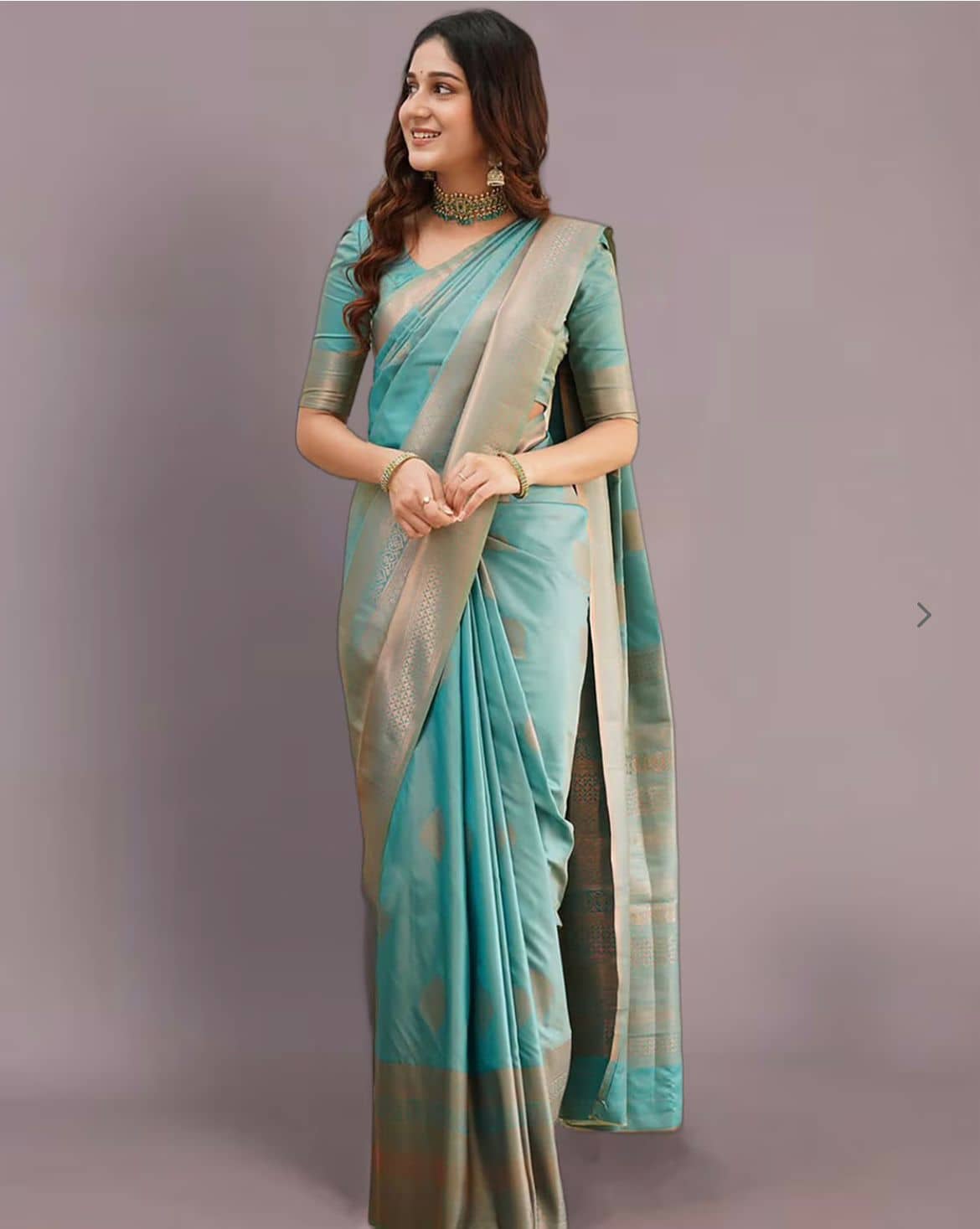 fab woven Art Silk Woven Design Banarasi saree With Unstitched Blouse Piece ( Light Blue ) - Sarees | Buy online on ZillyBuy