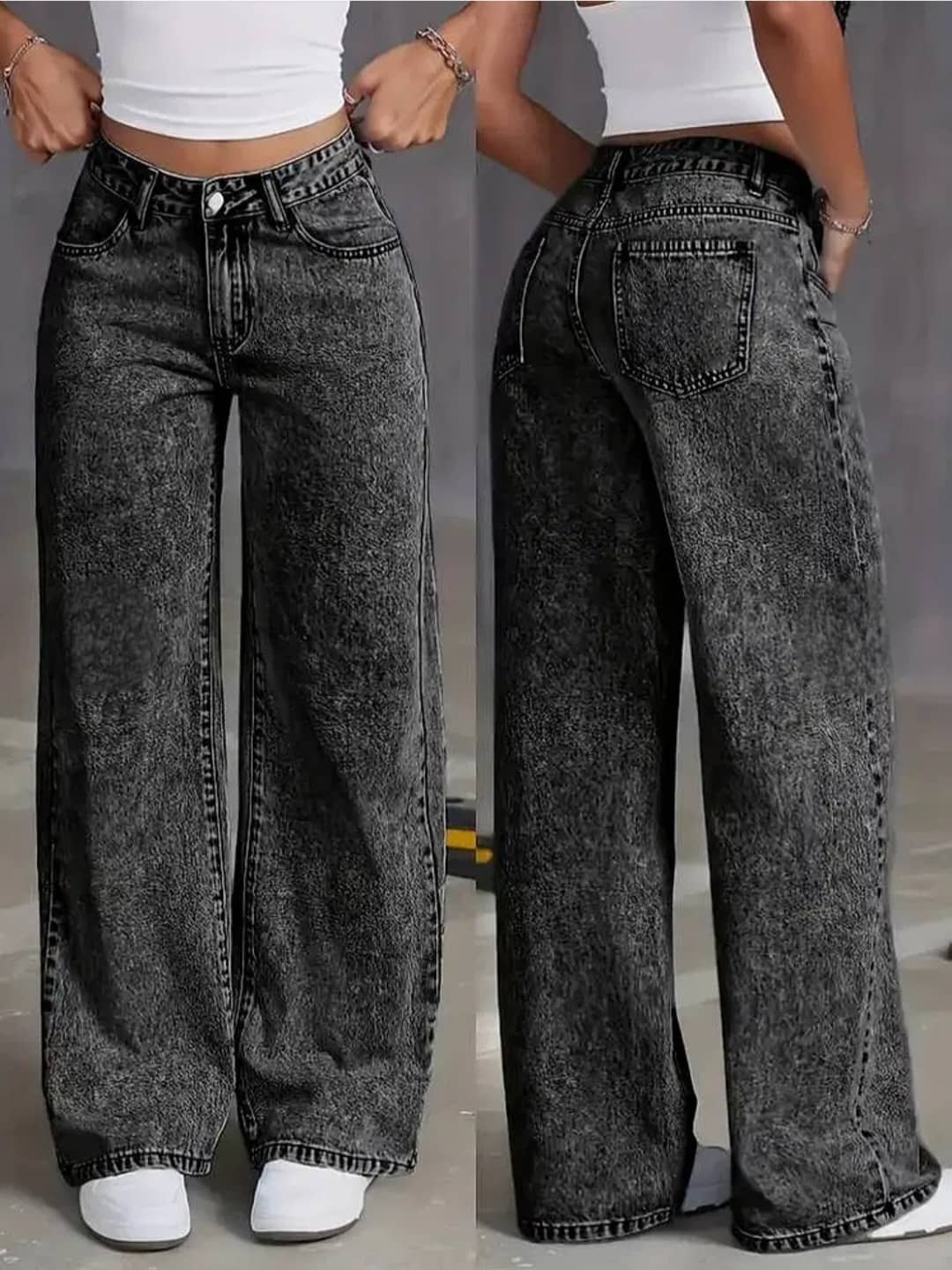 Gazal Fashions Women's Straight Fit High-Rise Jeans ( Charcoal ) - Jeans | Buy online on ZillyBuy