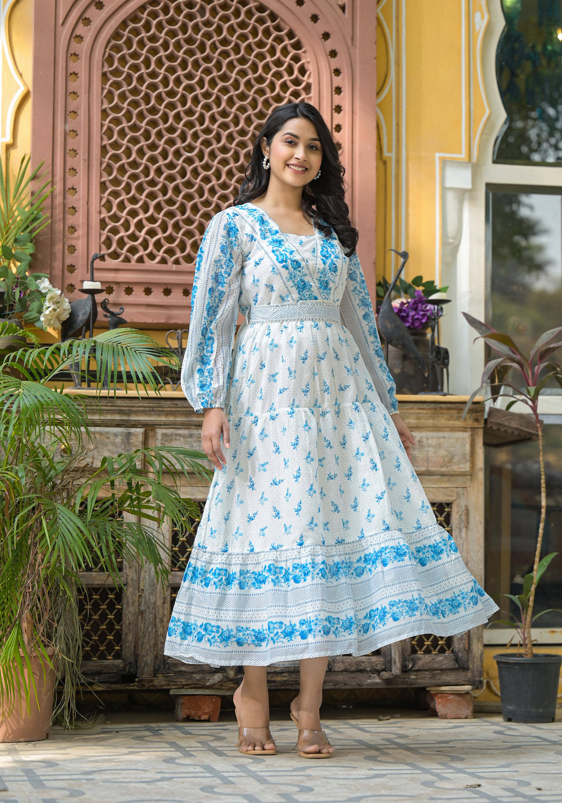 Juniper Women Cotton Fit & Flare Dress ( White )