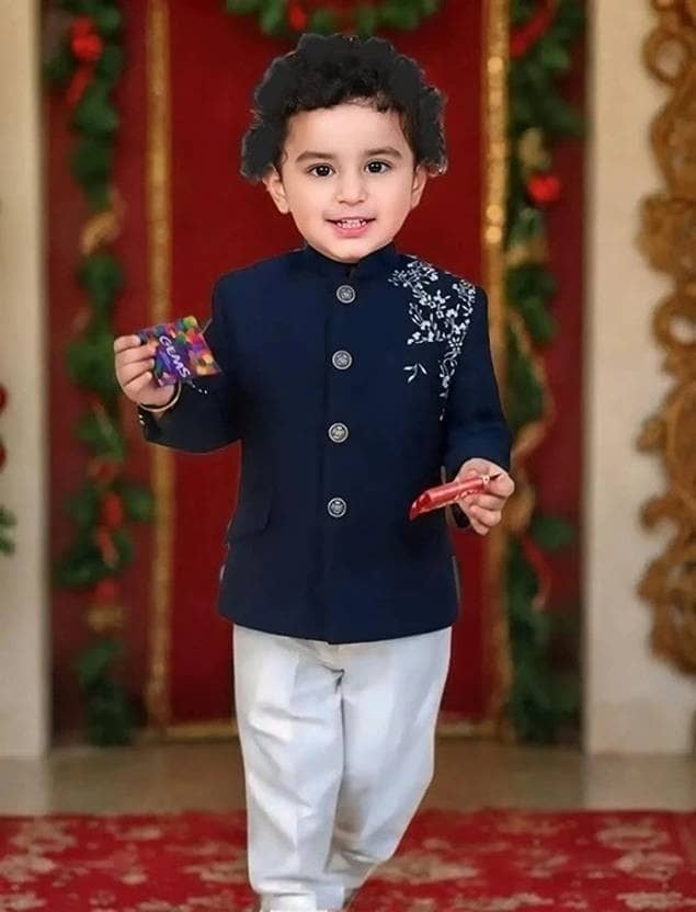 hrr Boys Silk Dark Blue Kurta Pyjama Set ( Pack of 1 ) - Kurtas & Kurta Sets | Buy online on ZillyBuy
