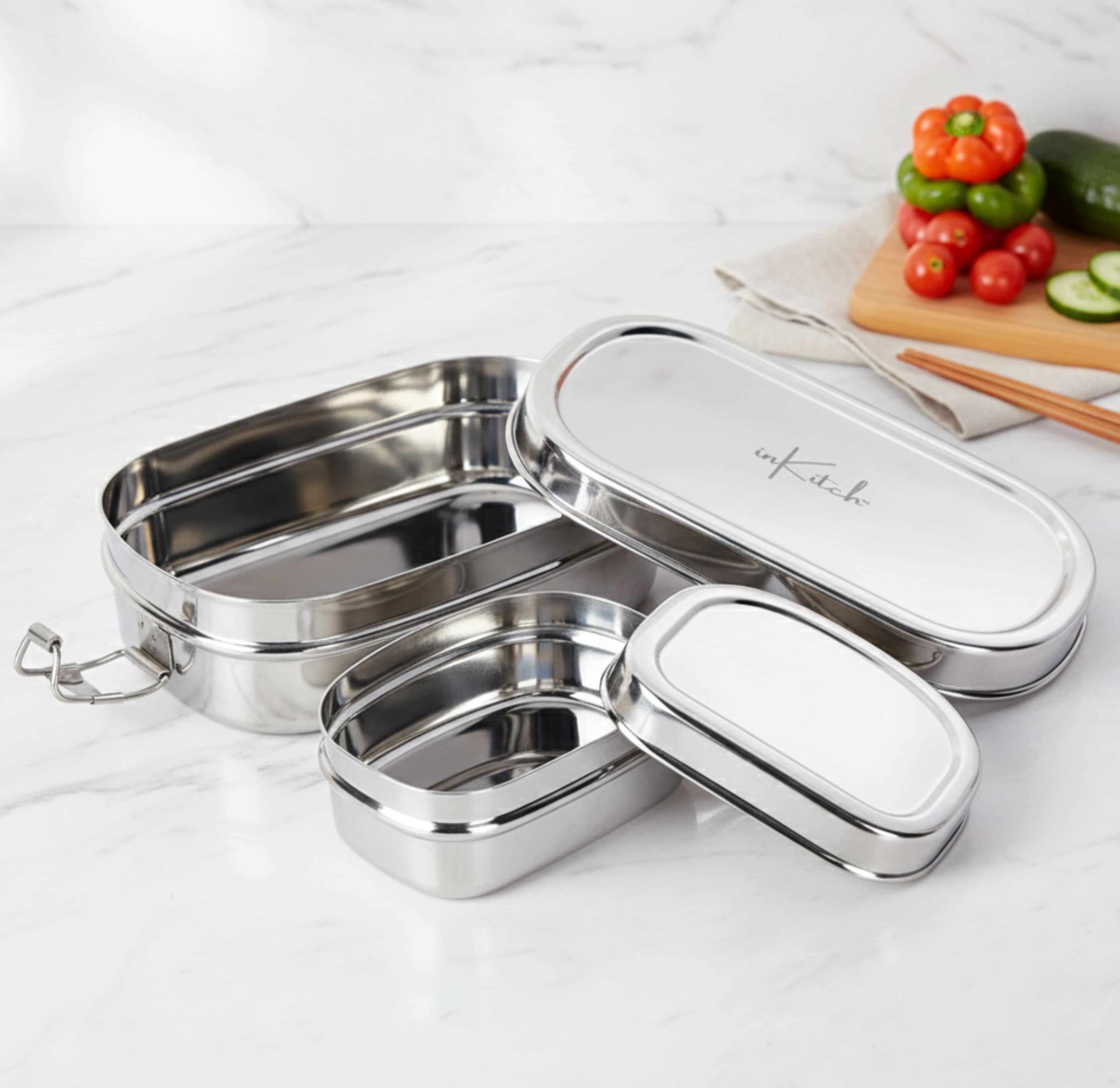 inKitch Steel Rectangle Lunch Box Stainless Steel Lunch Box 1 - Container ( Pack of 1 )