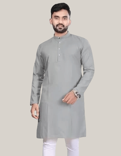 Balaji's Cotton Blend Plain Regular Kurta For Men ( Medium Grey ) - Kurtas & Kurta Sets | Buy online on ZillyBuy