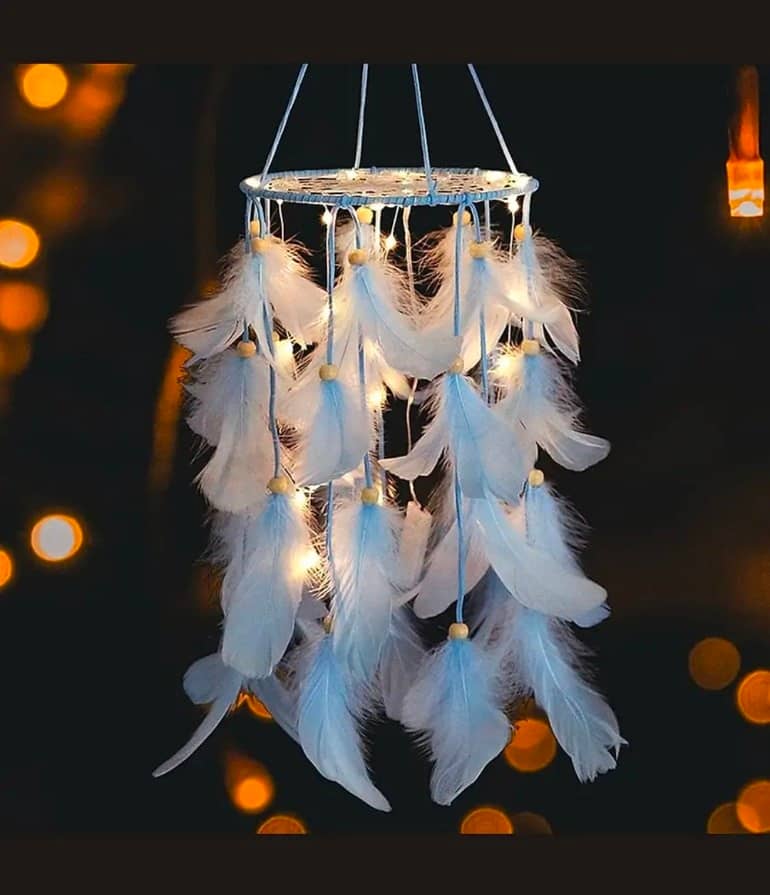 DHRUVTAR STORE White Feather Dream Catcher - Pack of 1 ( 55 X 10 cms )