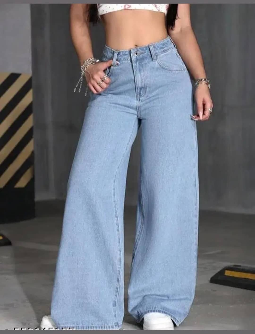GF Women's Baggy High-Rise Jeans ( Ice Blue ) - Jeans | Buy online on ZillyBuy