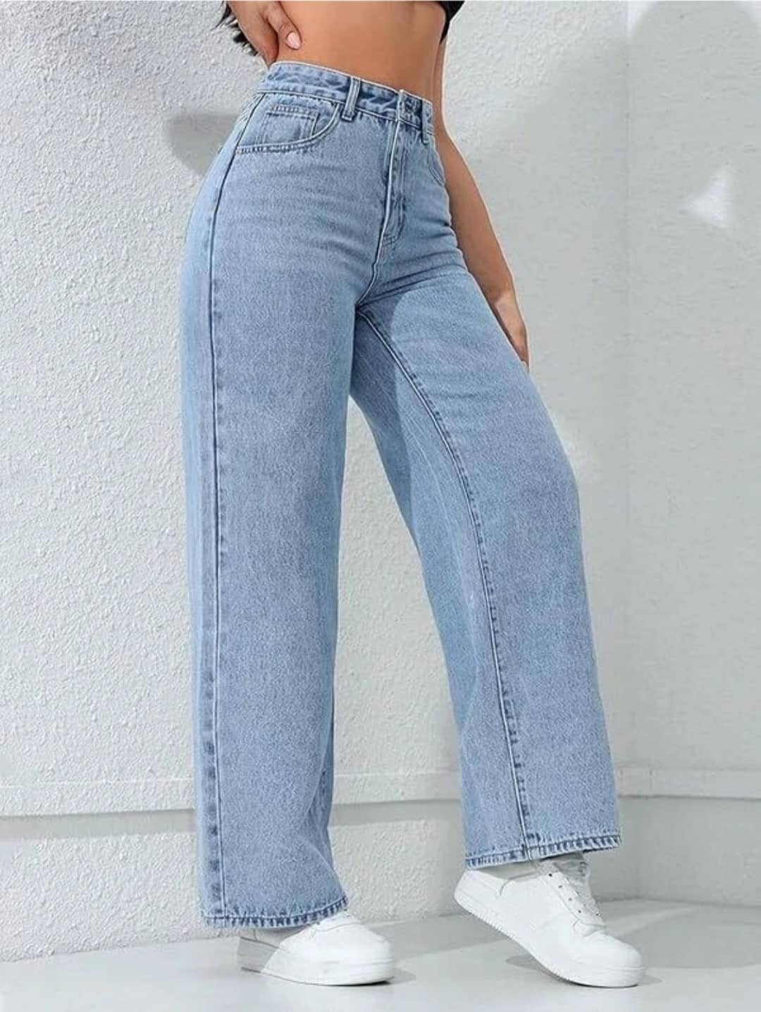 GF Women's Straight Fit High-Rise Jeans ( Ice Blue ) - Jeans | Buy online on ZillyBuy