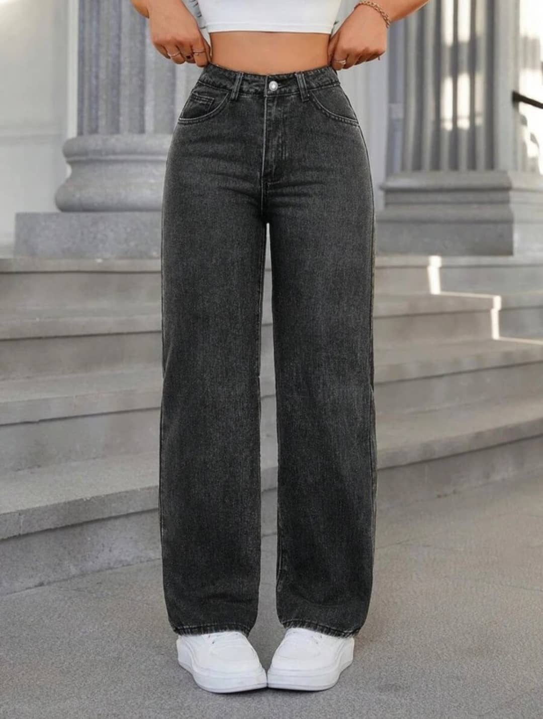 Gazal Fashions Women's Baggy High-Rise Jeans ( Charcoal ) - Jeans | Buy online on ZillyBuy